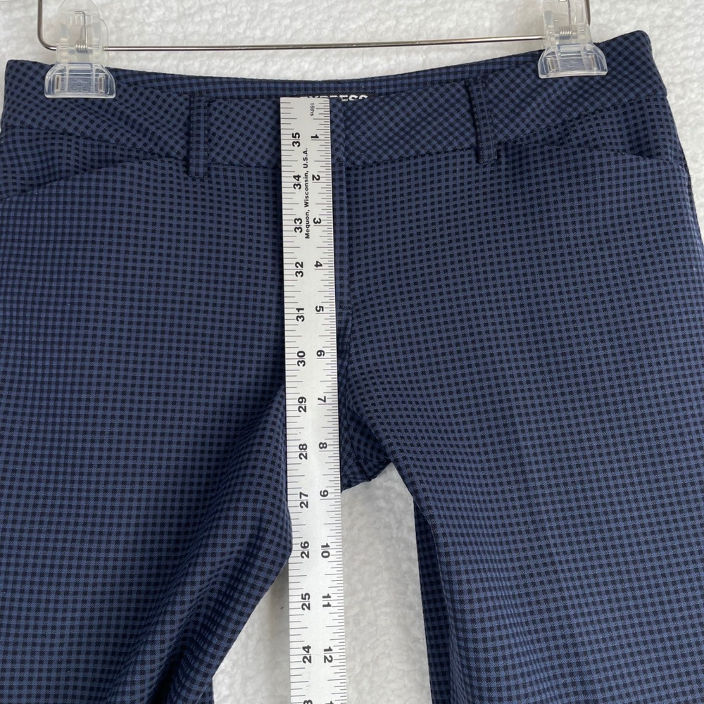 Express Editor Navy Blue Black Micro Check Dress Pants Womens Size 2R Career - Picture 5 of 10